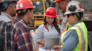Portrait of the engineers during working hours at the job site